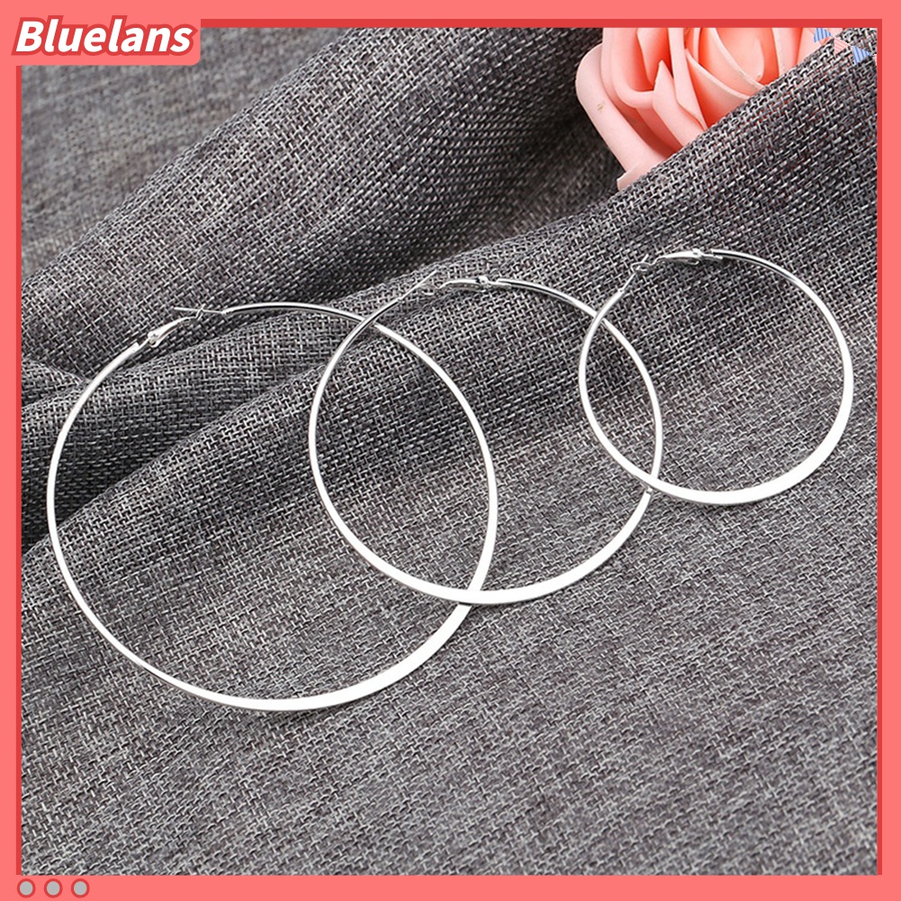 3 Pasang Anting Hoop Liontin Lingkaran Aneka Ukuran