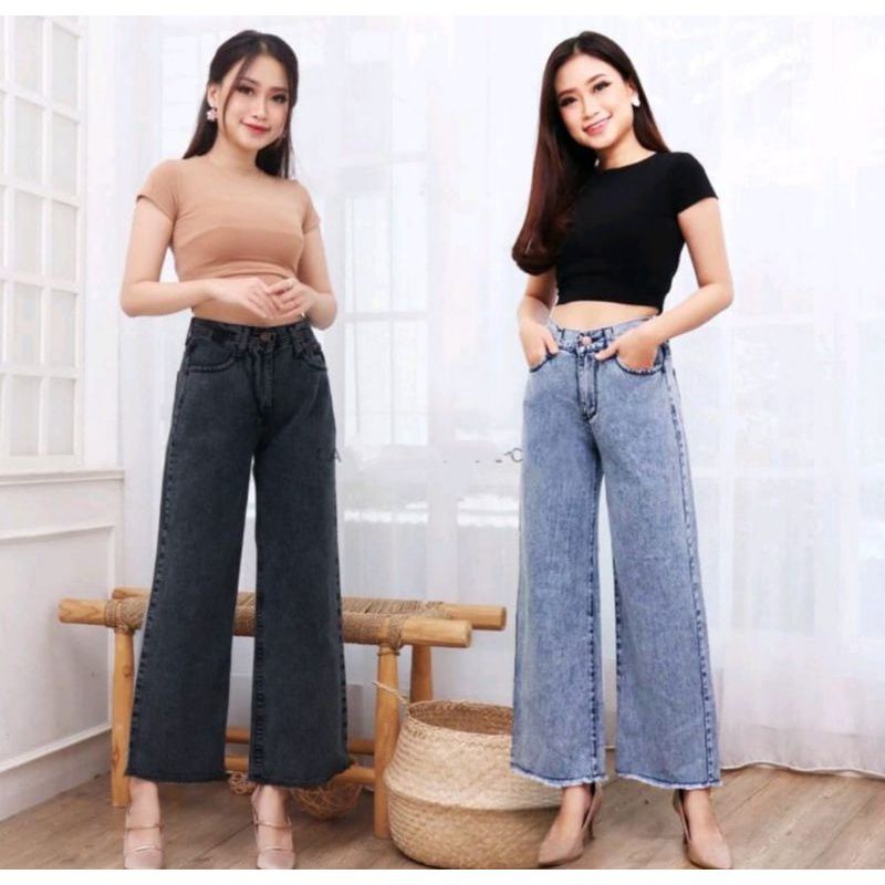 BF CELANA KULOT RAWIS SNOW BLACK DAN SNOW BLUE // CELANA KULOT RAWIS WANITA