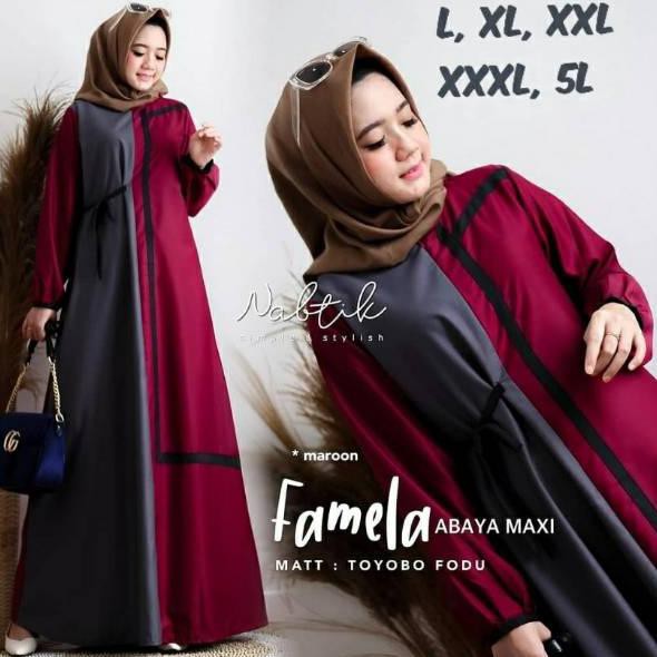 C539 ✮ gamis jumbo ukuran L XL XXL XXXL XXXXL LD 100 110 120 130 140 Famela Nabtik Serba-murah
