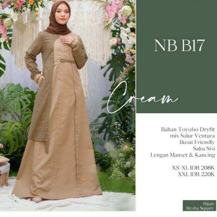 NIBRAS TERBARU 2021 GAMIS NBB17 /NB B17 - BLACK /CREAM /LILAC #NBRS BAJU REMAJA DEWASA BUSUI #COD