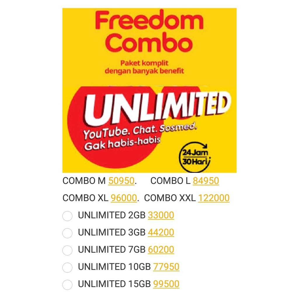 KUOTA INDOSAT DATA INTERNET// KUOTA INDOSAT // FREEDOM COMBO