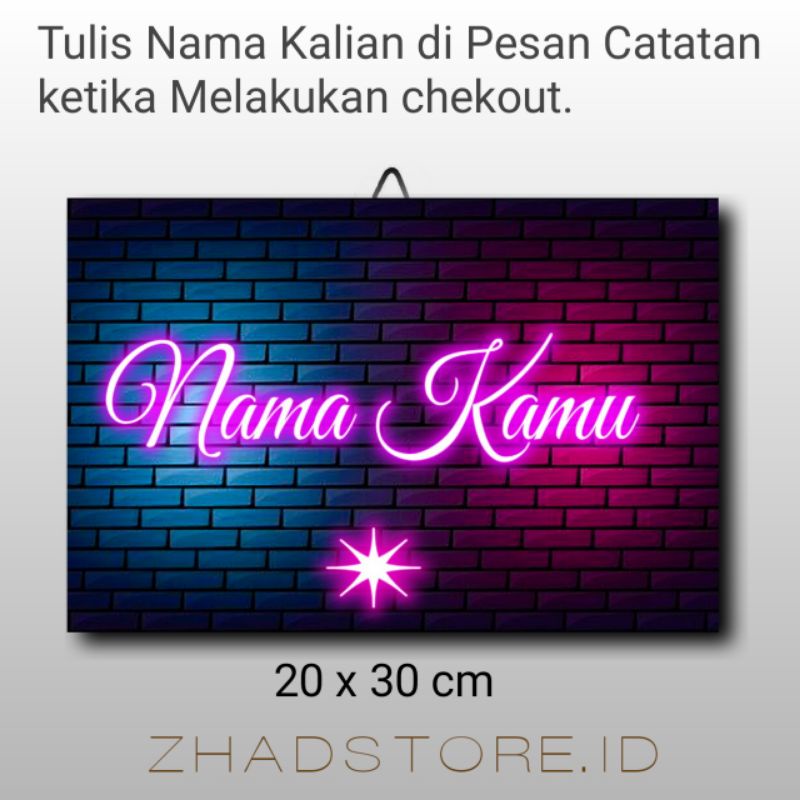 DEKORASI DINDING POSTER FRAME KAYU MOTIF NEON CUSTOM NAMA KAMU. BISA REQUEST NAMA KALIAN