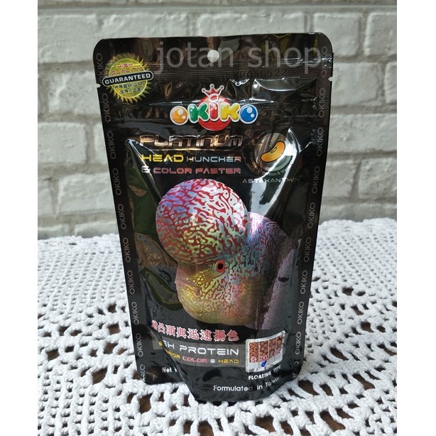 Okiko Platinum head huncher color faster makanan pakan ikan louhan lohan murah