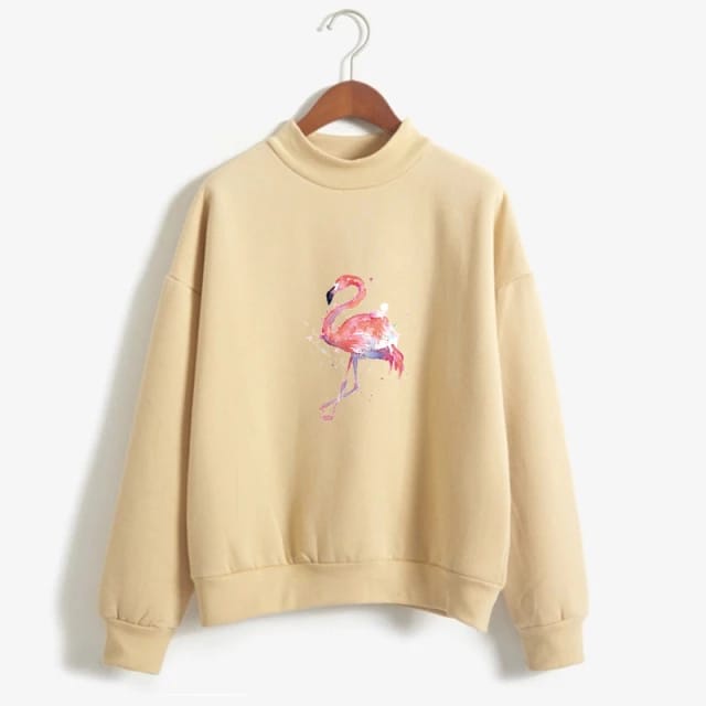 SWEATER WANITA CASUAL LUCU FLAMINGGO FLEECE HALUS TEBAL MURAH TERBARU'