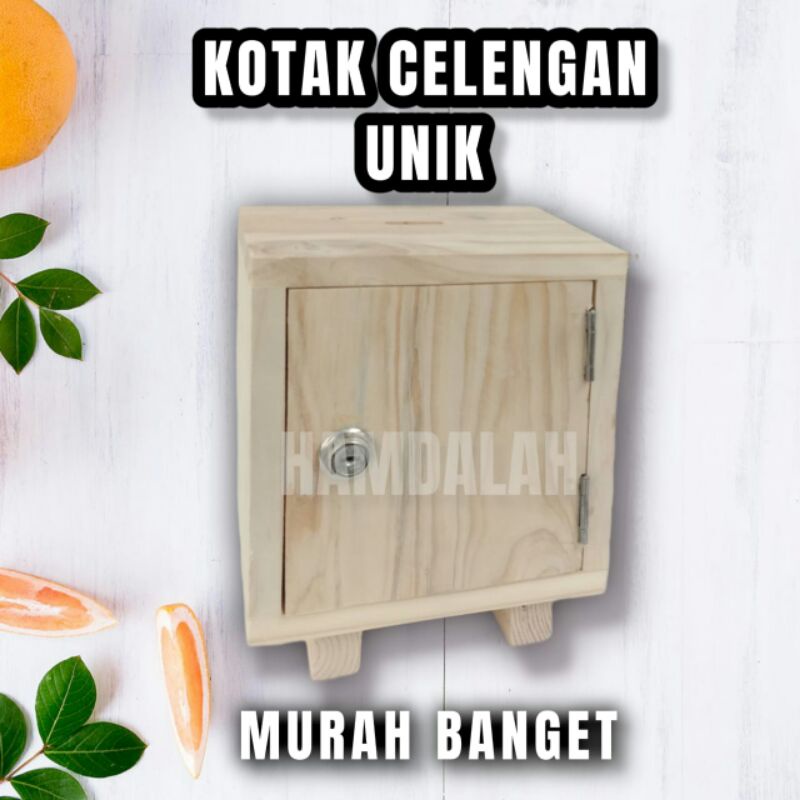 Celengan Kayu Celengan Terget Unik Buka Tutup Kunci / kotak uang / brankas