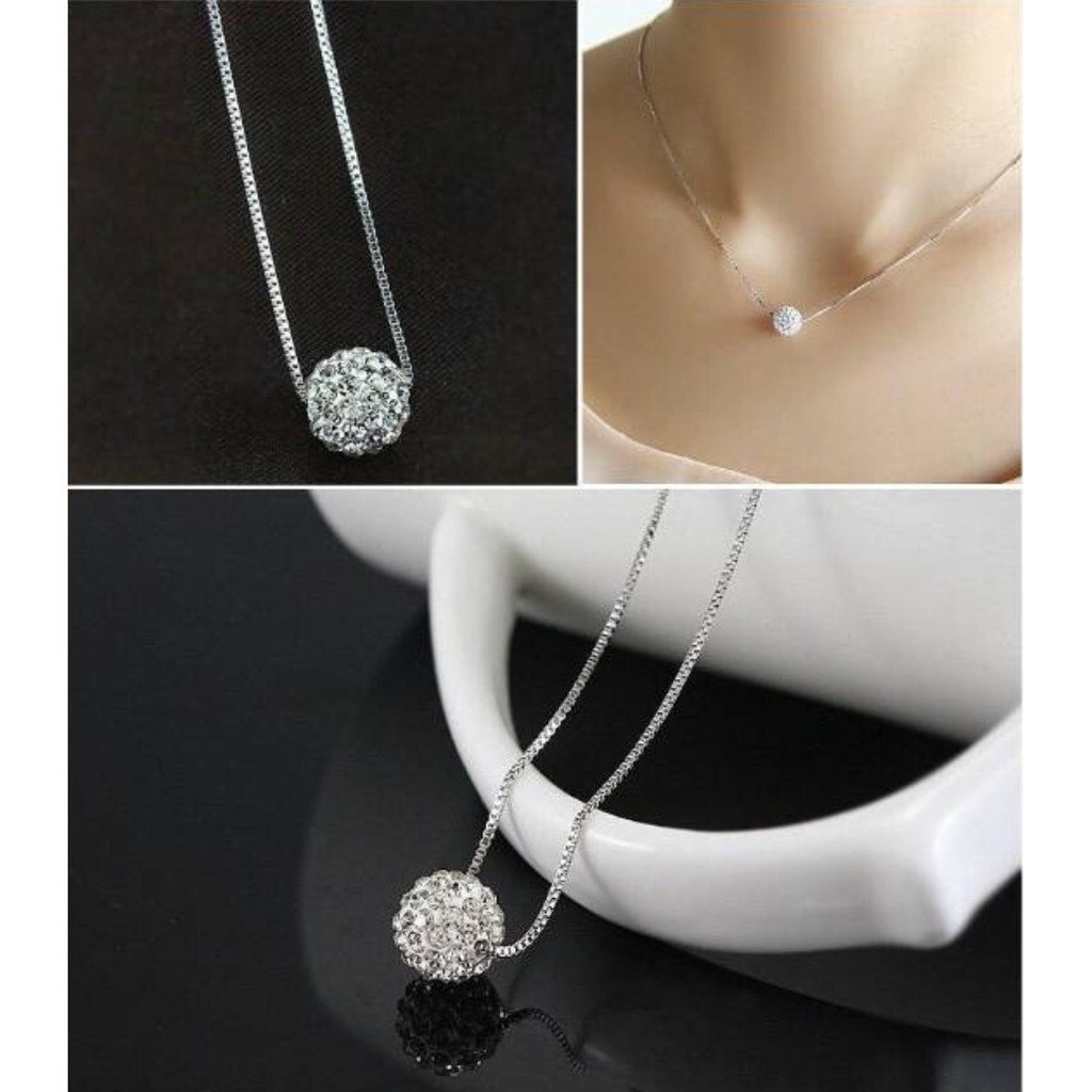 Kalung Wanita BOLA DIAMOND Titanium Alloy Crystal Jewelry Women Necklace Cewe