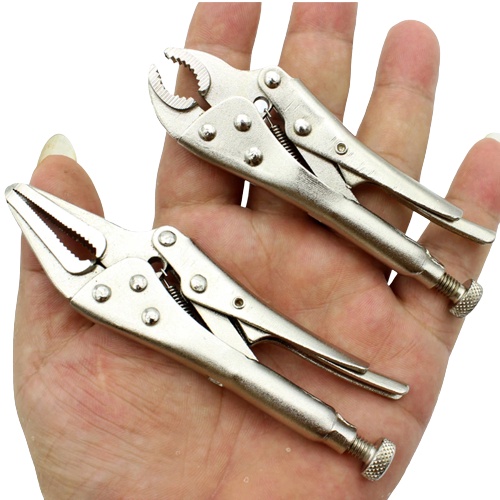 Tang Jepit Buaya 2pcs 100mm Set Mini Locking Pliers 4inch Curved Long Nose 2 pcs