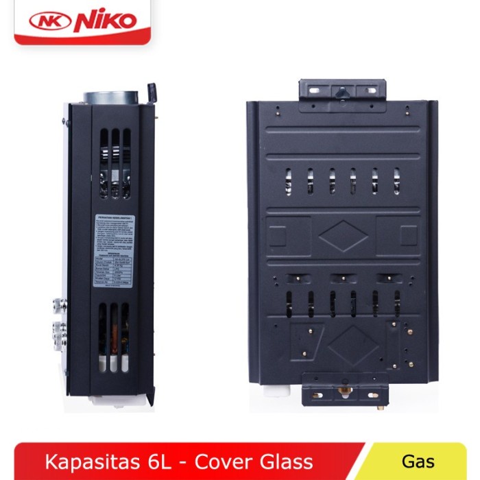 Niko Water Heater Gas Digital Led Display NK 6LDG Lux Pemanas Air Kaca