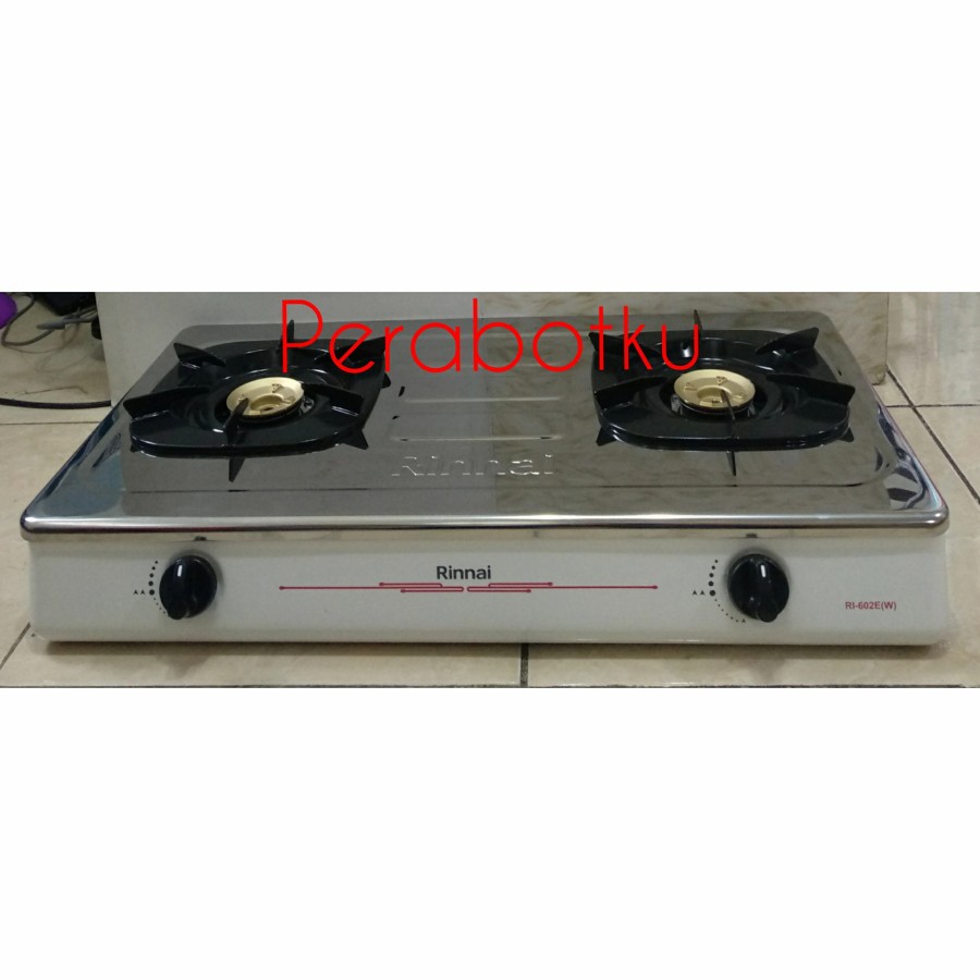 Kompor Gas Rinnai 2 Tungku RI-602E(W) / Kompor Gas Stenlis