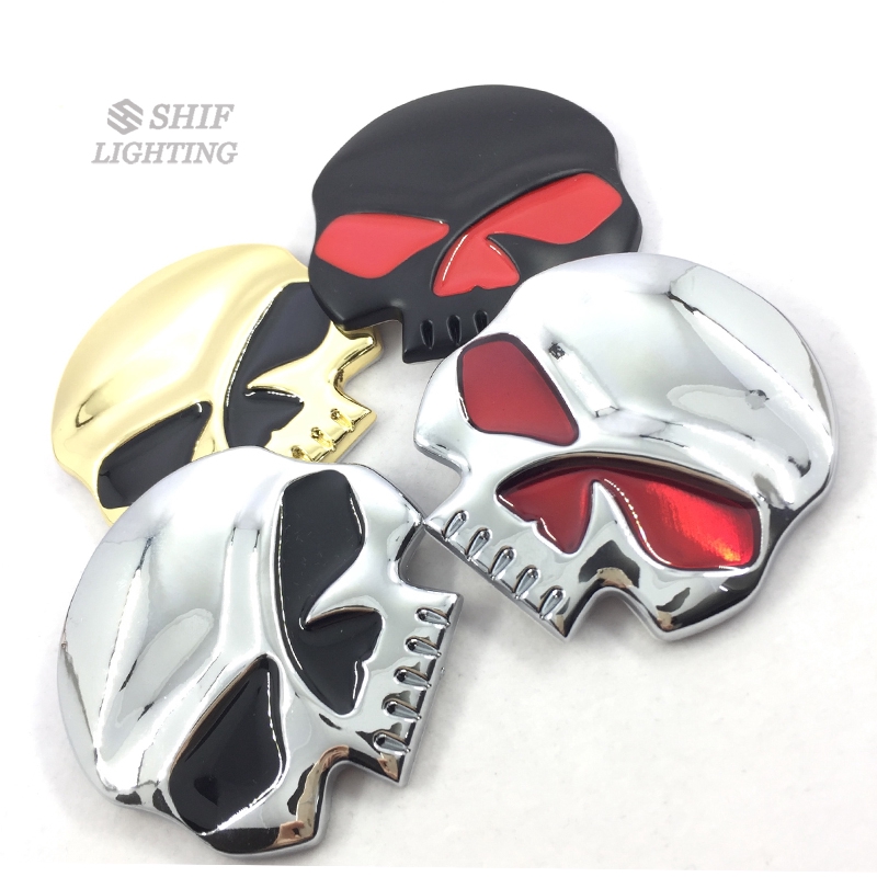 1Pc Stiker Emblem / Badge Motif Harley Davidson Logo Tengkorak Bahan Metal untuk Motor / Mobil