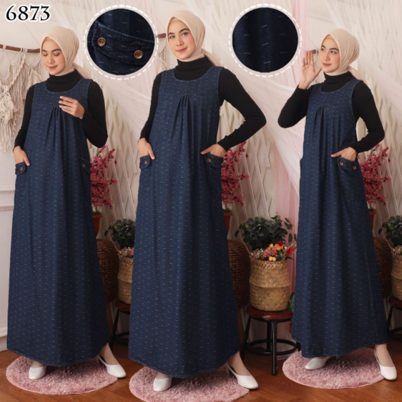 GAMIS JEANS MOTIF TANPA LENGAN