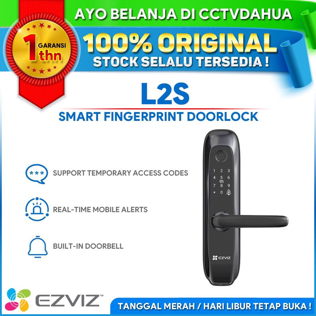 EZVIZ L2S SMART FINGERPRINT LOCK BUILT-IN DOORBELL BERGARANSI RESMI