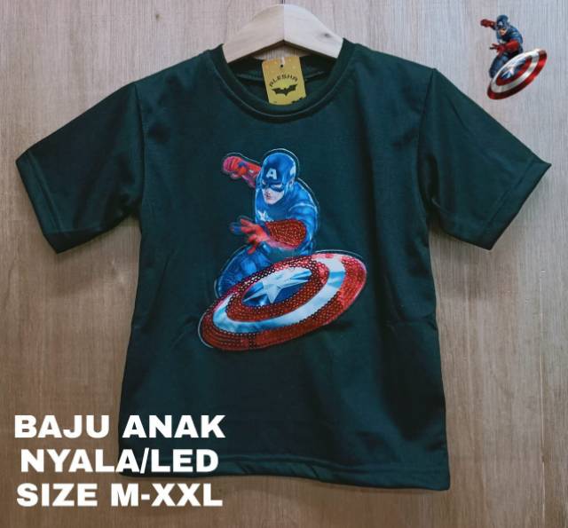 Kaos anak superhero LED