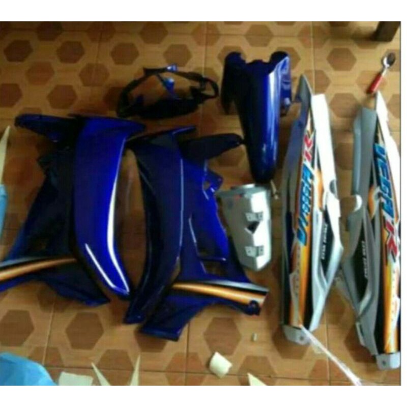 paket cover body vega r new full body halus warna biru silver