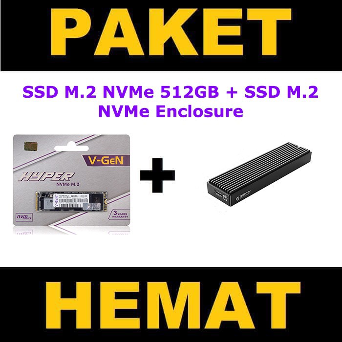 SSD M.2 NVMe 512GB V-GeN + Enclosure M.2 NVMe Orico M2PV-C3 PCIe M2