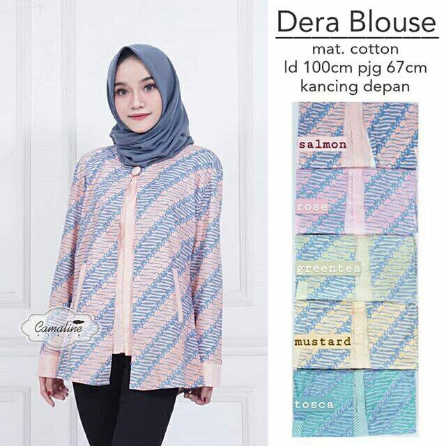 Dera Blouse Blus Layer Pastel Soft Atasan Batik Modern Casual Kerja Seragam Kantor Muslim Cantik