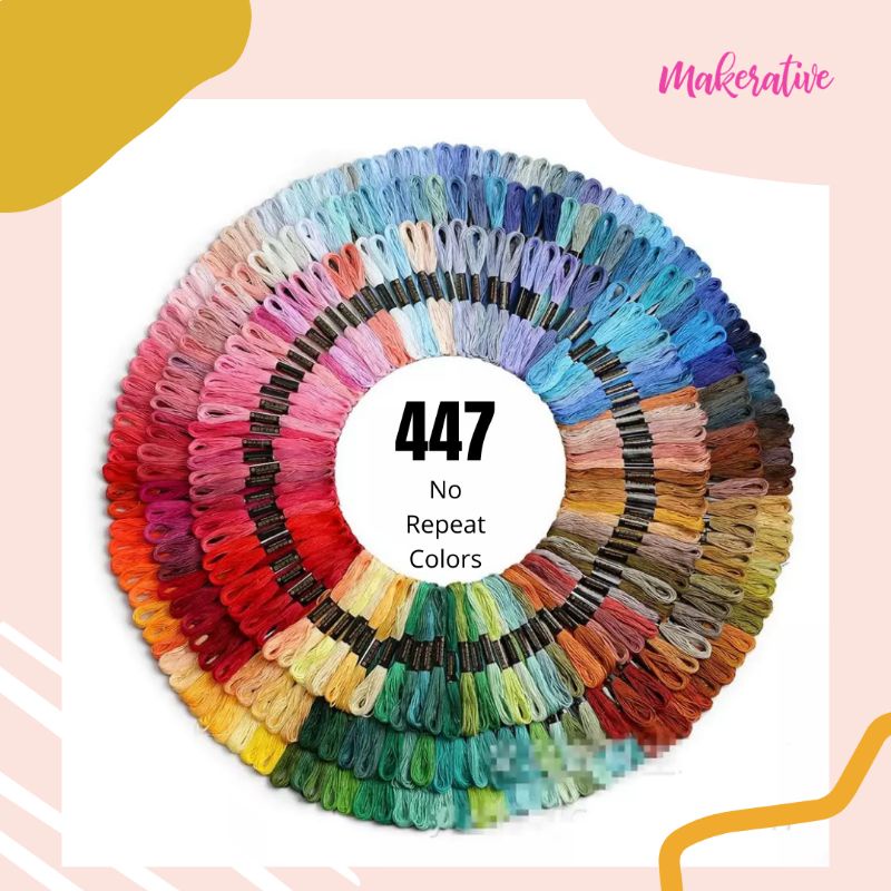 Grosir 50, 100, 200, 250, 447 Warna Benang Sulam Embroidery Thread Kualitas Impor