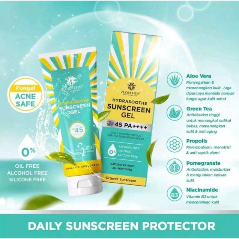 (FREE GIFT) READY STOK AZARINE HYDRASHOOTHE SUNSCREEN GEL SPF45+++ SUNBLOCK WAJAH