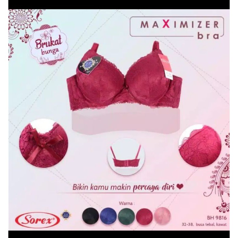 BH SOREX 9816 99066 MAXIMIZER PUSH UP bra KAWAT BUSA TEBAL KAIT2 BROKAT PARIS ORI Premium