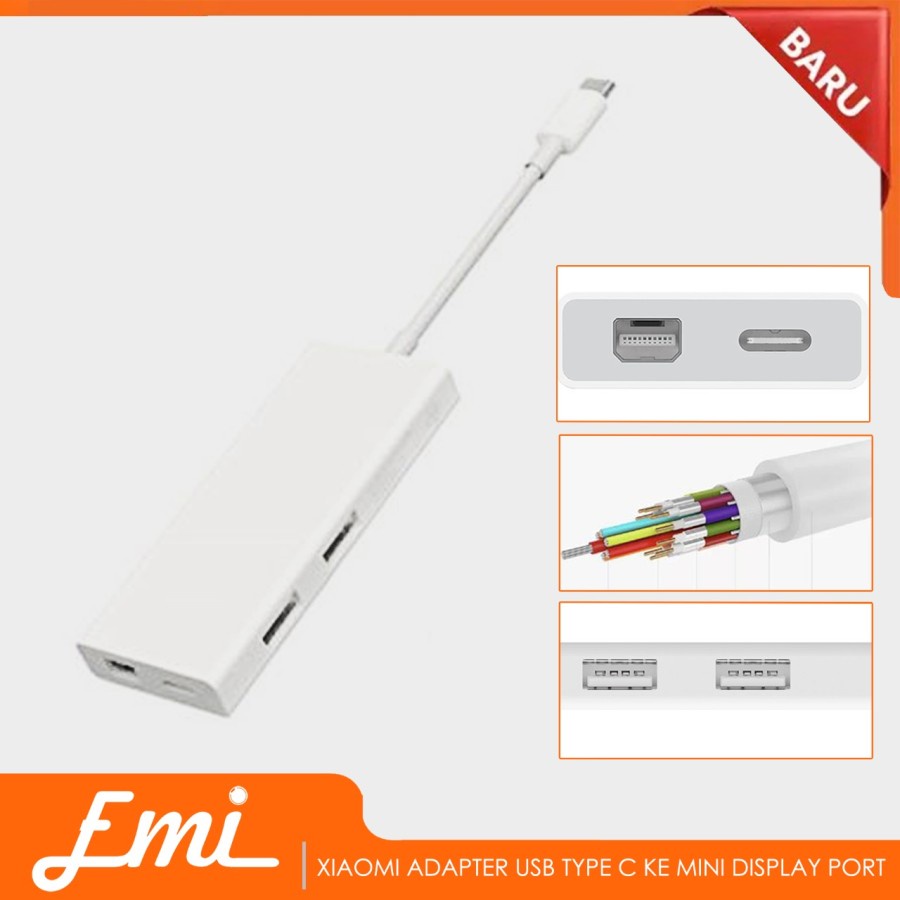 Mi Adapter USB Type C ke Mini Display Port - ZJQ02TM - White