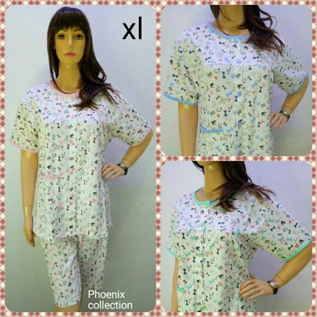 STELAN BAJU TIDUR PENDEK  XL JUMBO KANCING DEPAN PITA 