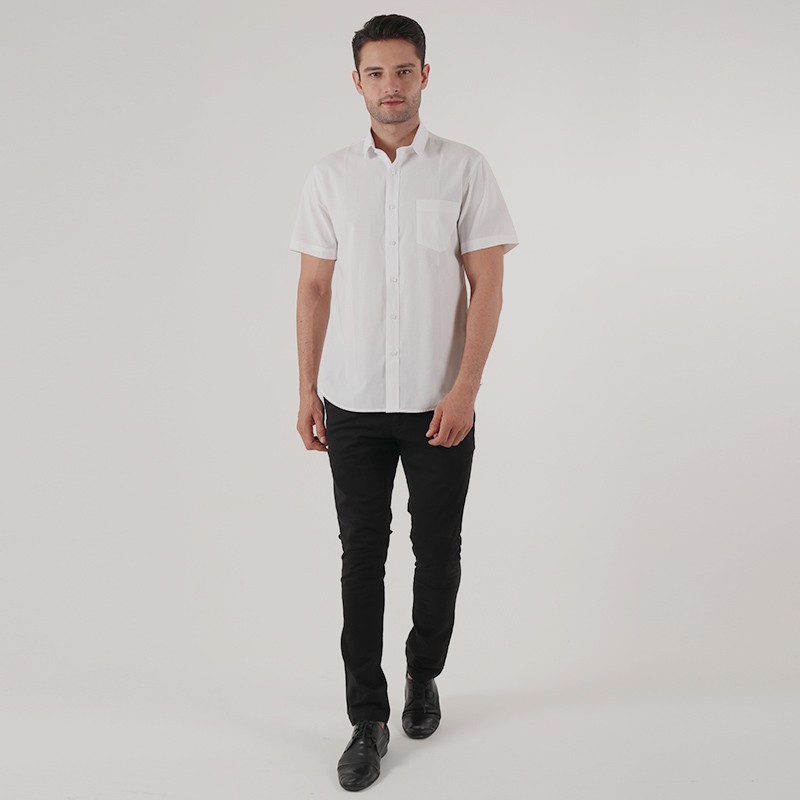 Edwin Jeans Oxford Shirt Lengan Pendek Oxford White