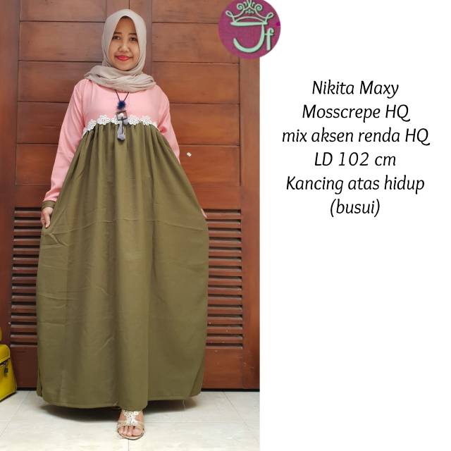 Gamis moskrep renda melati (LD 102cm) //JF583