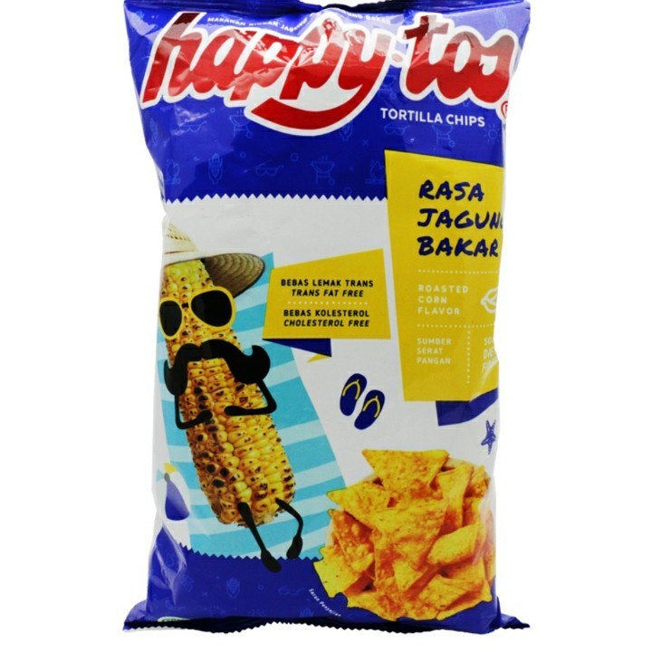 

HAPPY TOS Tortilla Chips Biru Rasa Jagung Bakar 140g