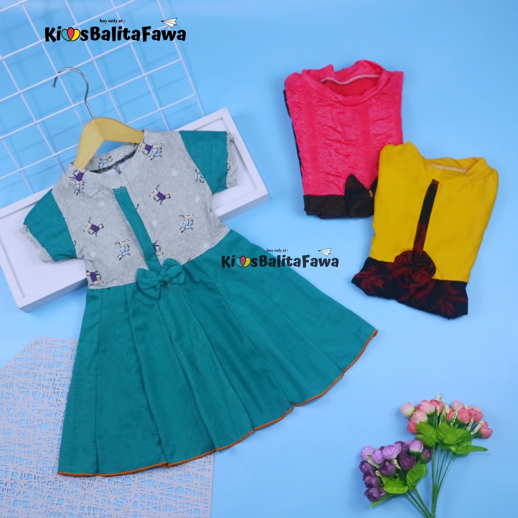 Dress Pita uk 1-2 Tahun / Dres Lengan Anak Perempuan Harian Baju Gaun Pesta Kids Adem Murah
