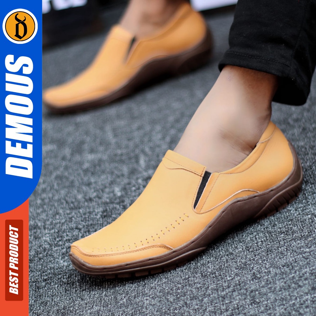 DEMOUS Gokhan - Sepatu Slip On Casual Kulit Asli Kerja Pria