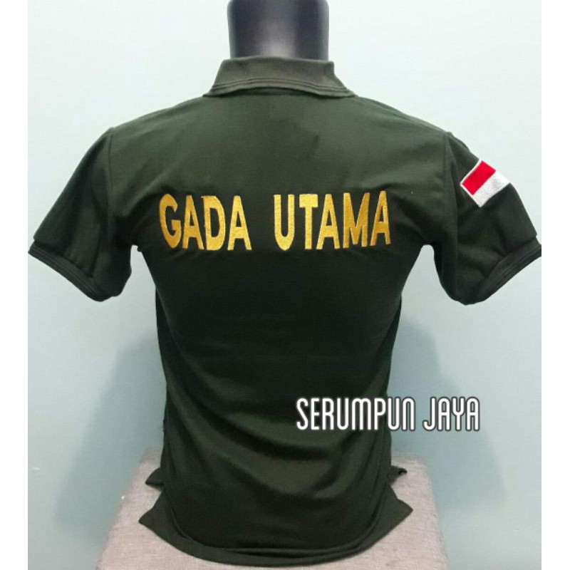 KAOS GADA UTAMA HIJAU ARMY - KAOS KERAH GADA UTAMA HIJAU ARMY FULL BORDIR