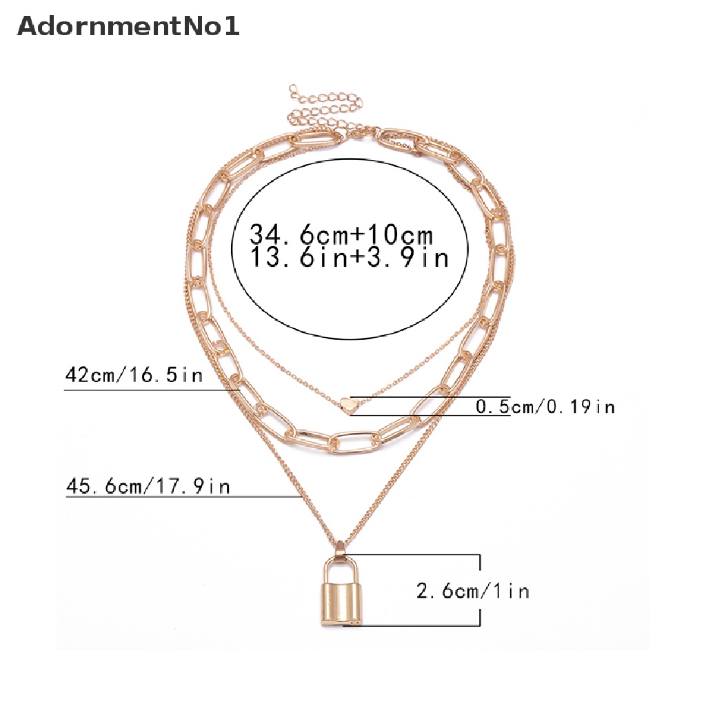 (AdornmentNo1) Kalung Choker Rantai Banyak Lapis Dengan Liontin Gembok Hati Gaya Steampunk Untuk Wanita