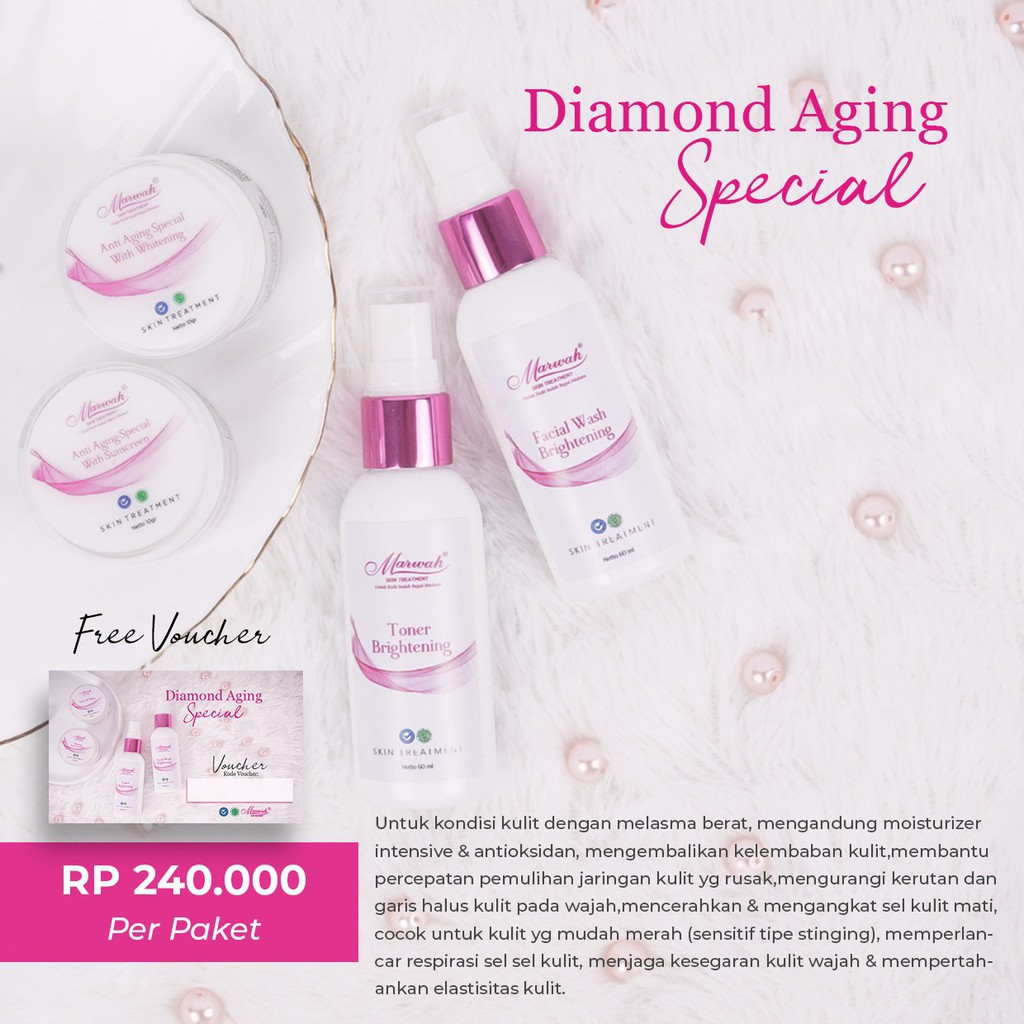 MARWAH Skincare paket ANTI AGING SPECIAL (untuk flek tebal) promo gratis souvenir