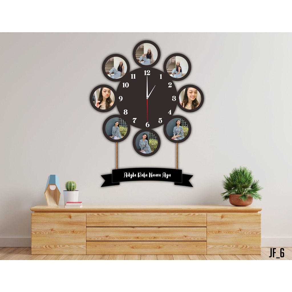 Jam Dinding Frame Custom Foto Pernikahan Keluarga Ulangtahun JF6