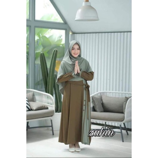 gamis/gamis set hijab/ gamis zahin ori/ set hijab syar'i/gamis ori/ gamis brand murah