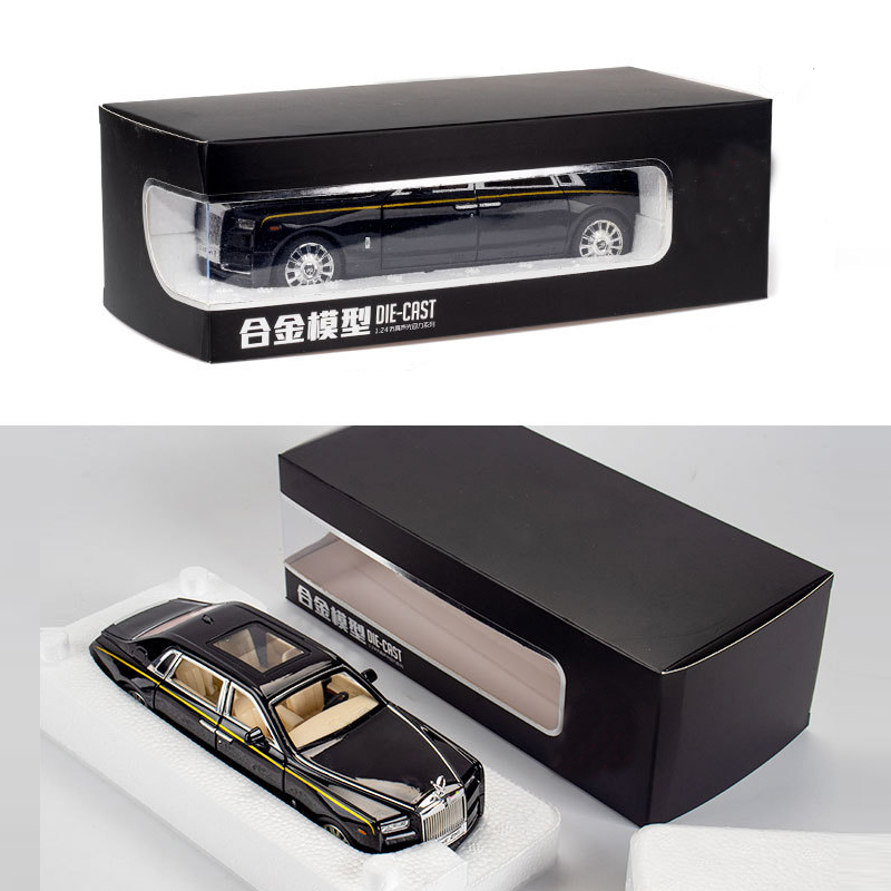 Mainan Simulasi Mobil Roll-Royce Phantom Bahan Alloy Skala 1 / 24 Dengan Suara + Lampu Untuk Hadiah