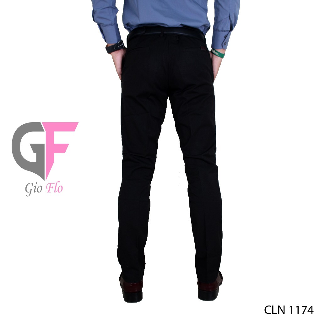 GIOFLO Celana Slim Fit Terbaru Formal Pria Black / CLN 1174