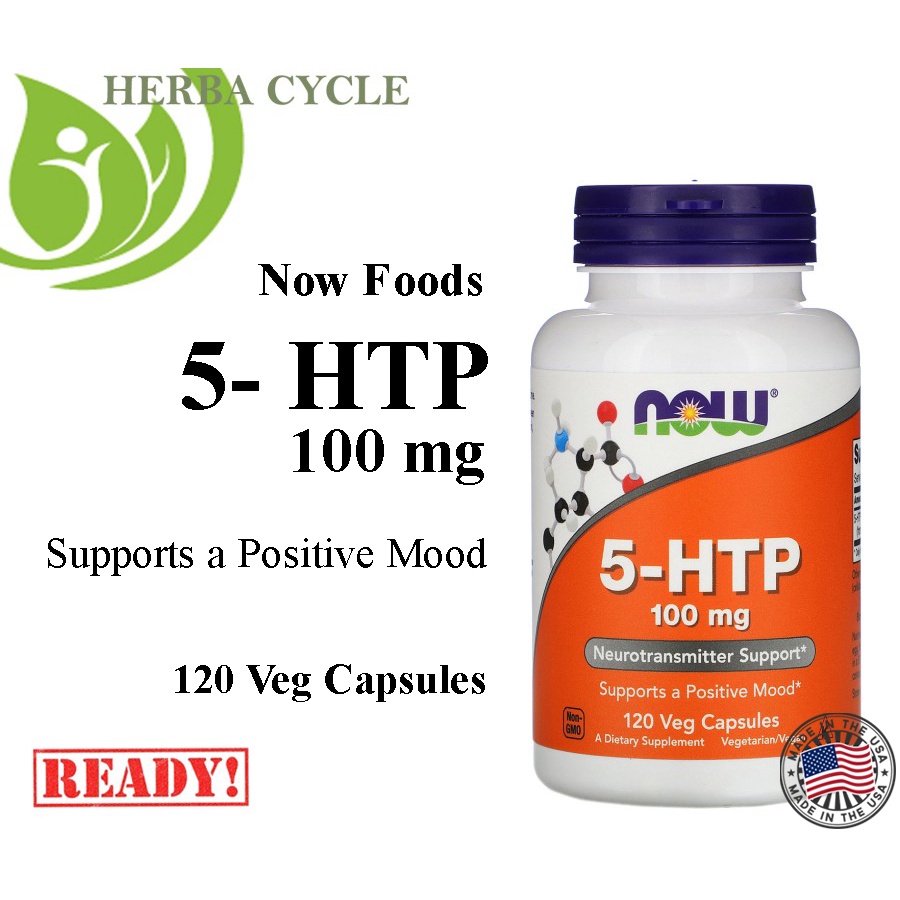 Now Food 5 HTP 100 mg 120 Veg Cap Napsu Makan Stress Tidur Lelap