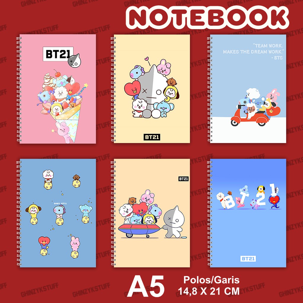 

Notebook A5 (14,8x21cm) KPOP BT21 BTS V Taehyung Jungkook Chimmy Cooky Van Shooky KPOP Merchandise