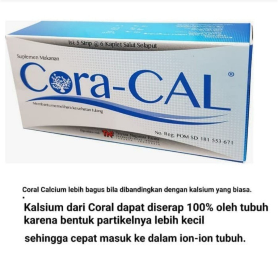 Jual CORACAL CAL CALCIUM, KESEHATAN TULANG DAN REMATIK ISI 30 CORA
