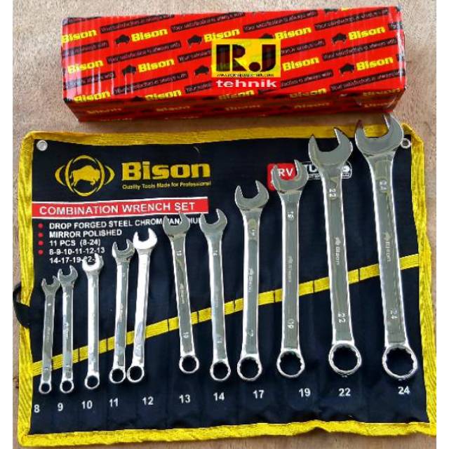 Kunci Ring Pas Bison Set 11 Pcs 8-24mm Combination Spanner Set | Shopee