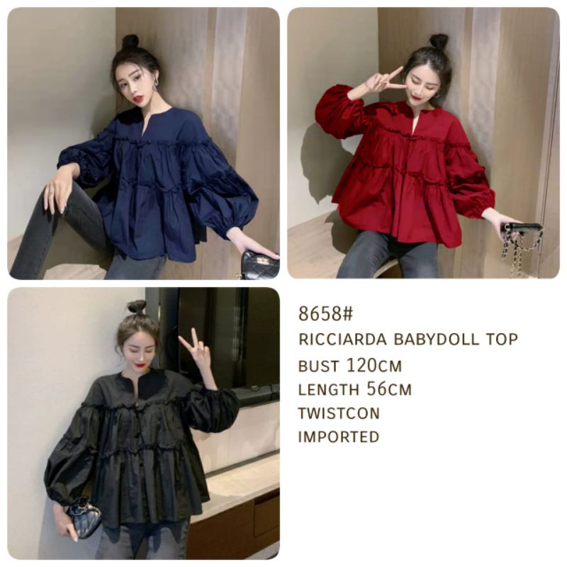 MDLV ~ 8658# Ricciarda Babydoll Top Atasan Blouse Baby Doll Fashion Import