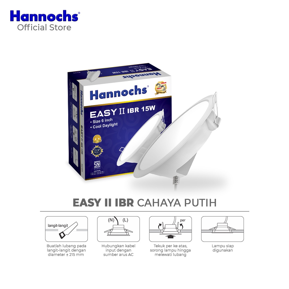 Hannochs Downlight LED EASY II 15W IBR Cahaya Putih