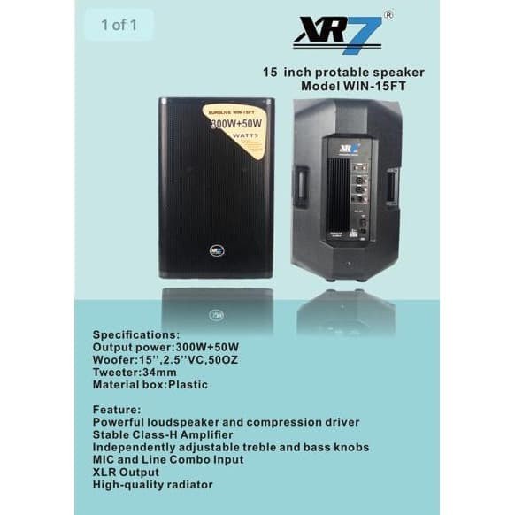 SPEAKER ACTIVE XR7 WIN FT-15 15" INCH