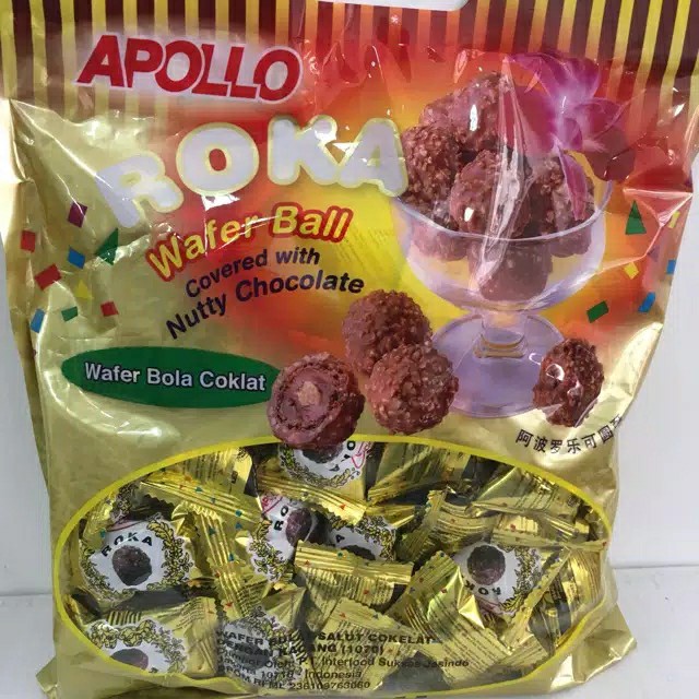 

Apollo Roka Chocolate Wafer Ball/Wafer Bola Coklat 50 pcs