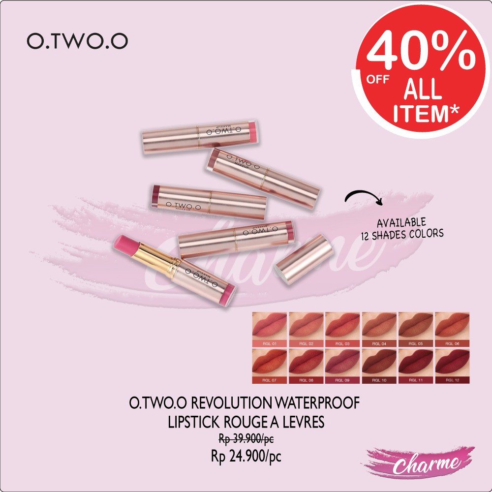 (READY &amp; ORI) O.TWO.O Revolution Waterproof Lipstick Rouge A Levres 9095