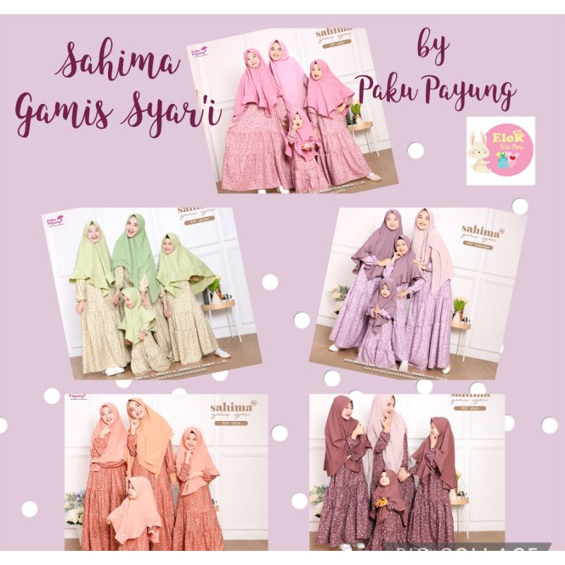 Sahima Mom And Kids Gamis Syar'i Original By Paku Payung PPC Terbaru Couple Sarimbit Seragam Ibu dan
