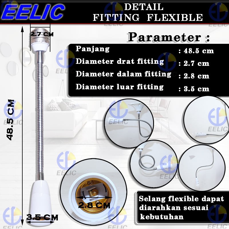 EELIC FIF-49CM FITTING FLEXIBLE LAMPU HOLDER E-27 FLEXIBLE EXTENSION FLEXIBLE EXTENSION E-27