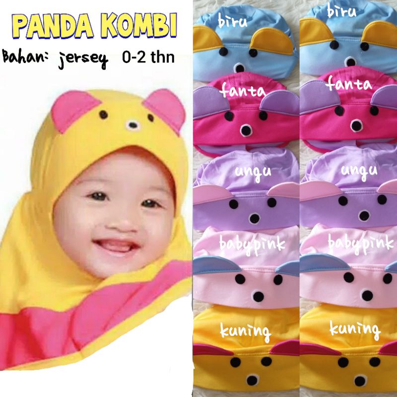 Jilbab Bayi 0-2 thn / Panda Kombi Karakter Lucu