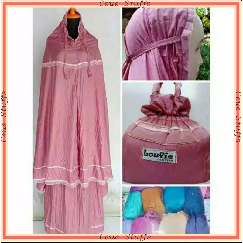 MUKENA TRAVELING BAHAN PREMIUM ADEM  Mukena Parasut Loufie Traveling Dewasa Jumbo